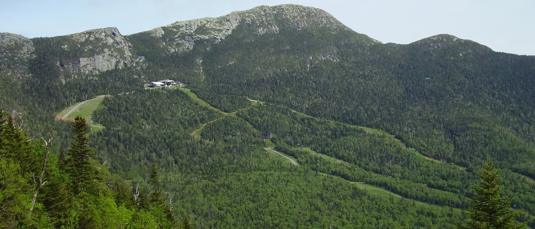 The Chin of Mount Mansfield rising above the treeline near Stowe, Vermont.