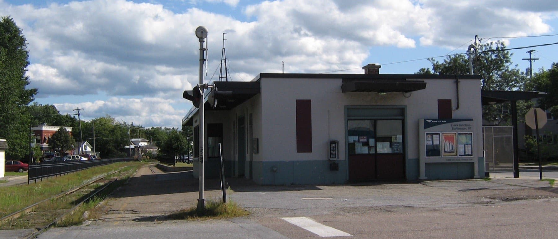 The Amtrak platform at Essex Junction station, Vermont.